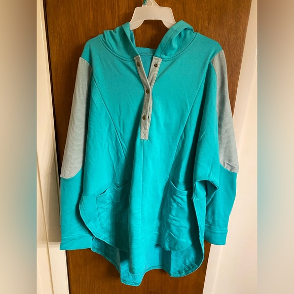 NWOT Women’s Oversized Sweatshirt Corduroy Patchwork Long Sleeve Hoodie - Picture 9 of 12